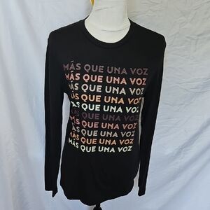 WELL WORN Black Long Sleeve Latino Heritage Month T-Shirt Size Small